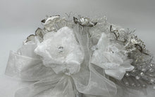 Load image into Gallery viewer, Large Bridal White Artificial Flowers With Crystals And Shapes Brooches
