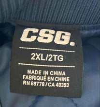 Load image into Gallery viewer, CSG. Mens Blue Long Sleeve Band Collar Pockets Bomber Jacket Size 2XL
