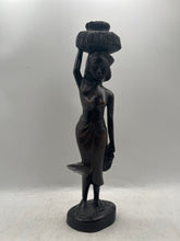 Load image into Gallery viewer, Mid-Century Woman Carrying Basket Carving Asian Decor Wood Statue Figurines
