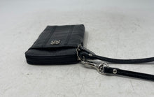 Load image into Gallery viewer, Coach Womens Black Leather Detachable Strap Zip Top Lined Small Wristlet Wallet
