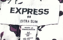 Load image into Gallery viewer, Express Mens White Purple Floral Print Extra-Slim Dress Shirt Size M 15-15.5
