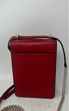 Load image into Gallery viewer, DKNY Womens Red Gold-Tone Leather Inner Divider Chain Strap Crossbody Purse
