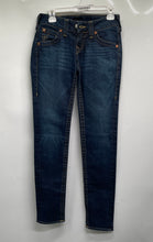 Load image into Gallery viewer, True Religion Womens Blue Denim Dark Wash Pockets Skinny Leg Jeans Size 27
