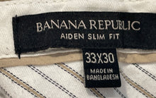 Load image into Gallery viewer, Banana Republic Mens Aiden Dark Khaki Slim Fit Straight Leg Chino Pants Sz 33x30
