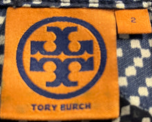 Load image into Gallery viewer, Tory Burch Womens Dark Blue Beige Geometric Print Gwenna Normandy Tunic Top Sz 2
