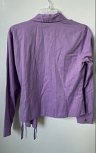 Load image into Gallery viewer, Ann Taylor Womens Purple Cotton Long Sleeve Side Tie Wrap Blouse Top Size 8
