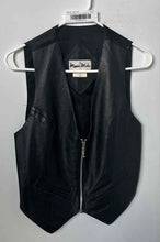 Load image into Gallery viewer, Mona Mode Womens Black Genuine Leather Pockets Front Zip Biker Vest Size M
