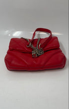 Load image into Gallery viewer, Zara Womens Red Faux Leather Quilted Chain Strap Turn Lock Crossbody Handbag
