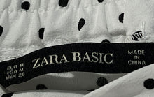 Load image into Gallery viewer, Zara Womens White Black Polka Dot Elastic Waist Pull-On Mini Skirt Size Medium
