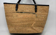 Load image into Gallery viewer, Miztique Womens Brown Black Cork Texture Double Handle Zip Top Shoulder Tote Bag

