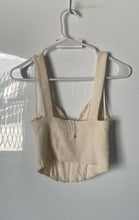 Load image into Gallery viewer, Zara Womens Beige Wide Strap Sweetheart Neck Boucle Bustier Cropped Top Size S
