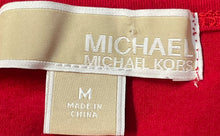 Load image into Gallery viewer, Michael Kors Womens Red Long Sleeve Round Neck Zip Shoulder Blouse Top Size M
