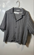 Load image into Gallery viewer, Zara Mens Black White Short Sleeve Spread Collar Button Front Blouse Top Size M
