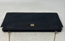 Load image into Gallery viewer, DKNY Womens Black Satin Logo Plaque Chain Strap Rectangular Clutch Handbag
