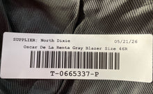 Load image into Gallery viewer, Oscar De La Renta Mens Gray Wool Single-Breasted Two Button Blazer Size 46R 41W
