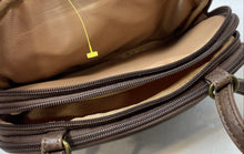 Load image into Gallery viewer, MultiSac Womens Brown Leather Zippy Triple Compartment Crossbody Bag
