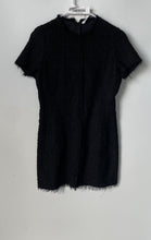 Load image into Gallery viewer, Zara Womens Black Short Sleeve Chic Raw Frayed Trim Back Zip Mini Dress Size M
