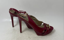Load image into Gallery viewer, Guess Womens Joany Red Faux Patent Leather Peep Toe High Platform Heels Sz 8.5M
