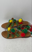 Load image into Gallery viewer, Et Club Womens Multicolor Leather Open Toe Pom Pom Strappy Sandals Size EU 41
