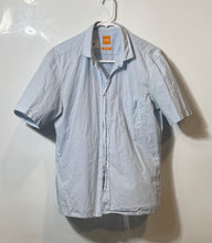 Load image into Gallery viewer, Hugo Boss Mens White Blue Plaid Short Sleeve Regular Fit Button-Up Shirt Size M
