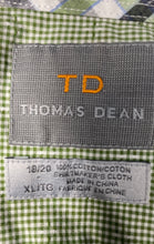 Load image into Gallery viewer, Thomas Dean Mens Green Gingham Cotton Long Sleeve Collared Dress Shirt Size XL
