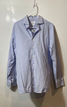 Load image into Gallery viewer, Massimo Dutti Mens Blue Striped Cotton Long Sleeve Dress Shirt Size 16 1/2 EU 42
