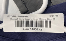 Load image into Gallery viewer, Michael Kors Womens Blue Short Sleeve Front Zip Blouse Top Size XS
