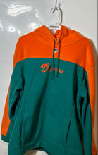 Load image into Gallery viewer, NFL Mens Green Colorblock Long Sleeve Drawstring Miami Dolphins Hoodie Size L
