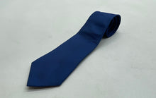 Load image into Gallery viewer, Hugo Boss Mens Blue Textured Silk Keeper Loop Adjustable Pointed Tie
