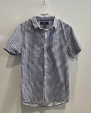 Load image into Gallery viewer, Forever 21 Mens Blue White Geometric Short Sleeve Collared Button-Up Shirt Sz S
