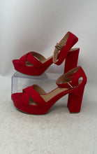 Load image into Gallery viewer, Sun + Stone Womens Lillah Red Adjustable Buckle Block Heels Platform Sandal 9 M
