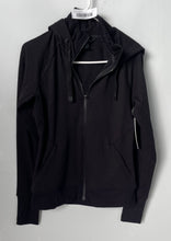 Load image into Gallery viewer, Athleta Womens Black Activewear Long Sleeve Pockets Raglan Full Zip Hoodie Sz S
