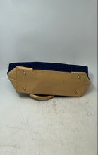 Load image into Gallery viewer, Charter Club Womens Navy Light Brown Denim Shoulder Bag &amp; Cosmetic Wallet
