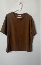 Load image into Gallery viewer, Zara Mens Brown Waffle-Knit Cotton Short Sleeve Crew Neck T-Shirt Size M
