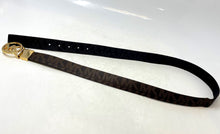 Load image into Gallery viewer, Michael Kors Womens Brown Black Monogram Reversible Buckle Dress Belt
