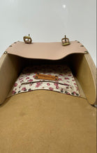 Load image into Gallery viewer, HandStuff Womens Light Pink Faux Leather Studded Double Buckle Flap Backpack
