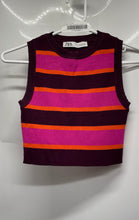 Load image into Gallery viewer, Zara Womens Multicolor Striped Knitted Sleeveless Cropped Tank Top Size Small
