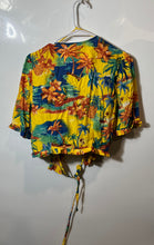 Load image into Gallery viewer, Zara Womens Multicolor Palm Tree Print Hawaiian Cropped Wrap Blouse Top Size S
