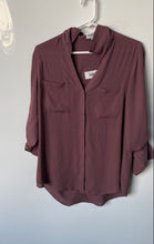 Load image into Gallery viewer, Express Womens Dark Mauve The Portofino Slim Fit Collared Button-Up Shirt Size M
