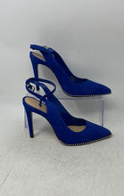 Load image into Gallery viewer, Gianni Bini Womens Blue Buckle Pointed Toe High Slingback Heels Size 8 M
