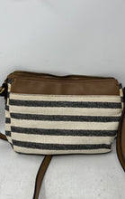 Load image into Gallery viewer, Relic Womens Brown White Striped Adjustable Strap Zip Top Lined Crossbody Bag
