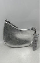 Load image into Gallery viewer, Steve Madden Womens Silver Metallic Faux Leather Shoulder Bag With Tags
