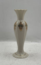 Load image into Gallery viewer, Lenox Ceramic White Gold Trim Printed Home Decor Collectible Mini Vase
