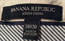 Load image into Gallery viewer, Banana Republic Mens Taupe Flat Front Straight Leg Aiden Chino Pants Size 34x30
