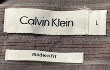 Load image into Gallery viewer, Calvin Klein Mens Multicolor Striped Long Sleeve Modern Fit Button-Up Shirt Sz L

