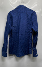 Load image into Gallery viewer, Tommy Hilfiger Mens Blue Print Untucked Length Dress Shirt Size L 16 34/35
