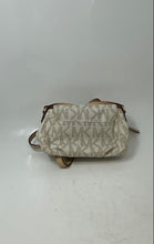 Load image into Gallery viewer, Michael Kors Womens Beige Brown Signature Print Leather Flap Over Crossbody Bag
