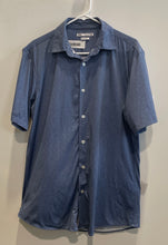 Load image into Gallery viewer, Zara Mens Blue Short Sleeve Collared Slim-Fit Button-Up Shirt Size Large
