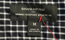 Load image into Gallery viewer, Banana Republic Mens Black White Plaid Athletic Fit Button-Up Shirt Size M
