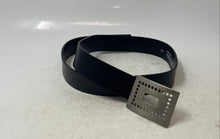 Load image into Gallery viewer, Bosi Mens Black Genuine Leather Square Buckle Adjustable Dress Belt Size 32
